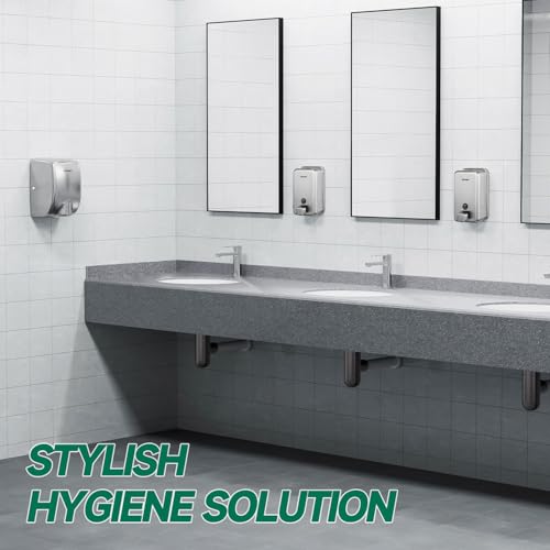anydry Commercial Soap Dispenser Wall Mounted 37oz Brushed Stainless Steel | Liquid Hand Soap Dispenser, Ideal for Commercial Bathroom, Large Capacity, Easy Refill, Leak-Proof Pump, Stable Installation - color: Brushed