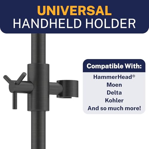 HammerHead Showers Solid Metal 27.5-Inch Shower Slide Bar for Hand held Shower Heads, Adjustable Height Showerhead with Hose Rail System, Easily Adjust Height & Angle of Handshower, Oil Rubbed Bronze - color: Oil Rubbed Bronze