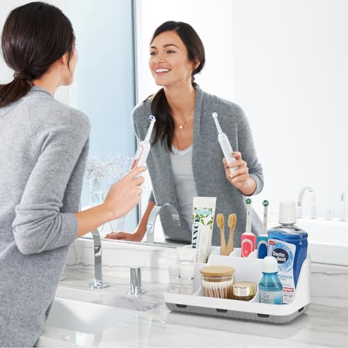 GFWARE Toothbrush Holders for Bathrooms Countertop Organizer - Kids Electric Toothbrush and Toothpaste Holder Detachable 7 Slots Tooth Brush Organization Bathroom Accessories Storage Vanity, White | Detachable Kids Electric Toothbrush and Toothpaste Holde