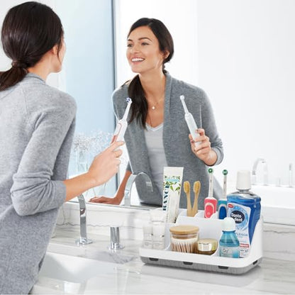 GFWARE Toothbrush Holders for Bathrooms Countertop Organizer - Kids Electric Toothbrush and Toothpaste Holder Detachable 7 Slots Tooth Brush Organization Bathroom Accessories Storage Vanity, White | Detachable Kids Electric Toothbrush and Toothpaste Holde