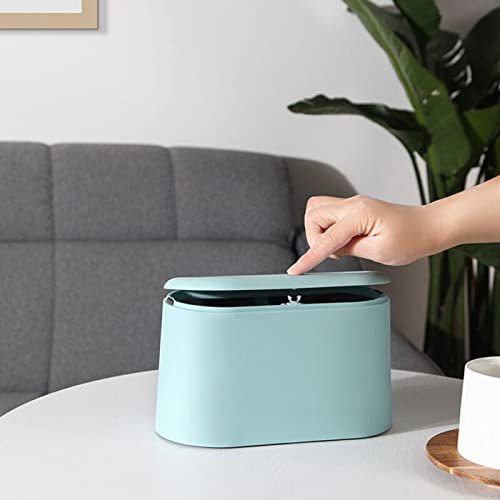 LTWQLing Mini Trash Can with Lid - Removable Small Garbage Can, Tiny Plastic Trash Bin, Pop Up Countertop Wastebasket, Counter Garbage Lint Bin for Bathroom,Office,Kitchen,Desk,Coffee Table(Sky Blue) - color: Sky Blue