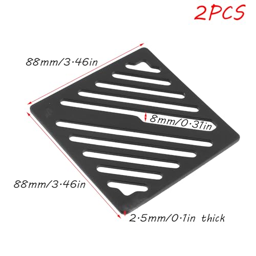 Antrader Shower Drain Cover, 3.46" Stainless Steel Anti-Clogging Strainer Grid, 0.1" Thickness,for Bathroom Kitchen Balcony Garage, Square - color: Black, size: 3.46" Square