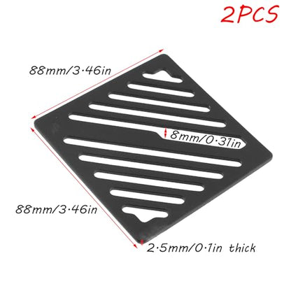 Antrader Shower Drain Cover, 3.46" Stainless Steel Anti-Clogging Strainer Grid, 0.1" Thickness,for Bathroom Kitchen Balcony Garage, Square - color: Black, size: 3.46" Square