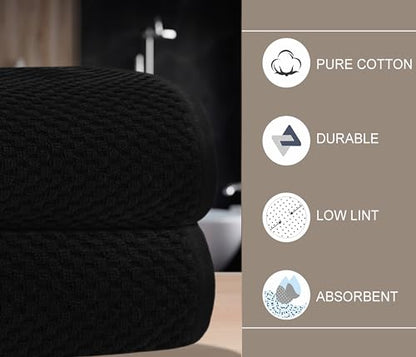 COTTON CRAFT Euro Spa Waffle Weave Bath Sheet - Set of 2 Black Towel Sheets | Pure 100% Ringspun Cotton Oversized Luxurious Towel Set - Soft Plush Super Absorbent Low Lint Quick Dry - 35 x 70 inches - color: Black, size: 2 Pack Bath Sheet