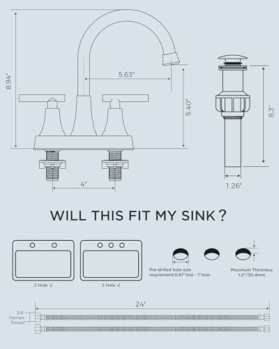 FORIOUS Brushed Gold Bathroom Faucets, 4 Inch Centerset Vanity Faucet Gold | CUPC Centerset Bathroom Sink Faucet Gold 2 Hole or 3 Holes, Two Handle 4In Gold Faucet Bathroom for Renovation and Upgrading - color: Brushed Gold × 2