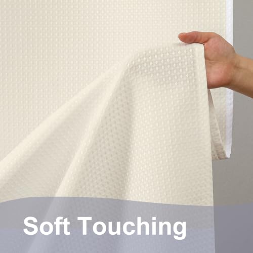Cream Waffle Weave Fabric Shower Curtain, Textured Heavy Cloth Shower Curtains for Bathroom, Water Repellent Soft Hotel Spa Luxury Elegant Bath Curtain, Machine Washable, Cream, 72x78 Inch - color: Cream, size: 72"W x 78"L (Pack of 1)