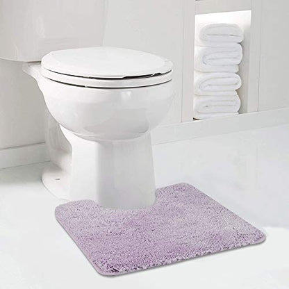 Walensee Bathroom Contour Rug (20x24, Lavender) Non Slip Bath Mat Water Absorbent Soft Microfiber Shaggy Bath Mat Machine Washable Bath Rug U Shape Toilet Rug - color: Lavender, size: 20"x24" Contour Rug