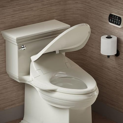 Kohler PureWash E750 Elongated Heated Bidet Toilet Seat, Touchscreen Remote Control, Biscuit, Quiet-Close Grip-Tight Lid, Self-Cleaning Wand, Warm Water Bidet, Adjustable Water Pressure, Nightlight - color: Biscuit