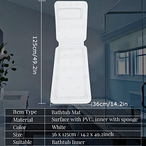 Bath Pillow for Bathtub, Full Body Mat & Cushion Headrest for Women and Men, with Mesh Washing Bag Suction Cups, Spa Bathtub Pillow for Head Neck Shoulder and Back Support