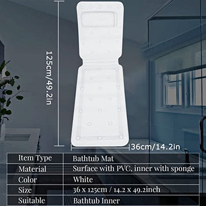 Bath Pillow for Bathtub, Full Body Mat & Cushion Headrest for Women and Men, with Mesh Washing Bag Suction Cups, Spa Bathtub Pillow for Head Neck Shoulder and Back Support