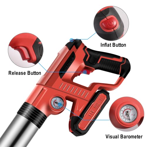 Electric Toilet Plunger with 2 batteries，Drain Clog Remover Tools,High Pressure Air Toilet Plungers Heavy Duty Plunger For Toilet,Bathroom,Floor Drain,Sewer,Pipe，RED - color: 2 Batteries RED