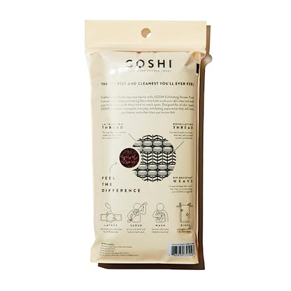 GOSHI Exfoliating Shower Towel - Long Body Scrubber, Red | For back acne, KP & smooth skin, durable quick dry nylon washcloth, ethically crafted in Gunma, Japan - color: Red