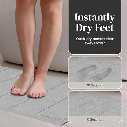 Stone Bath Mat for Bathroom, Diatomaceous Earth Bath Mat, 24" x 16", 1 Pack | Modern Alternative to Fabric Mats, Quick Drying, Fast Water Absorption, Includes Non-Slip Mat & Sanding Tool, Easy to Clean - style: Modern Minimalist