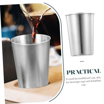LIFKOME Stainless Steel Water Cup Silver Toothbrush Tumbler for Beverages Juice and Parties Easy to Clean Multi Use Cup for Home Washrooms and Motorhomes - size: 8.50X6.00X6.00CM