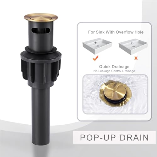 Brushed Gold Bathroom Sink Faucet, 4 Inch Centerset Bathroom Faucet | ALEASHA 2 Handles Vanity Faucet with Pop Up Drain Stopper, RV Lavatory Vanity Faucets with Aesthetic Appeal - color: Gold
