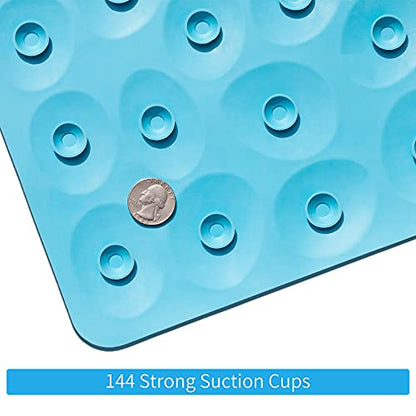 Non-Slip Bathtub Mat OTHWAY Soft Rubber Bathroom Bathmat with Strong Suction Cups (Blue) - color: Blue, size: 40" x 16" (Rectangular)