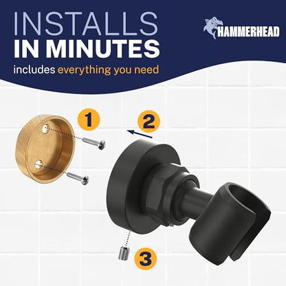 HammerHead Showers Solid Metal Handheld Showerhead Holder Wall Mount, Adjustable Screw-Mounted Pivot Ball, Shower Hose Holder, Fits Most Handheld Showerheads, Matte Black - style: Matte Black