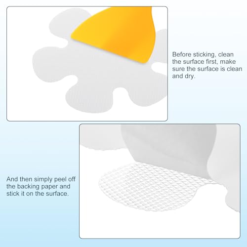 uxcell 20pcs Non-Slip Bathtub Stickers, Anti Slip Shower Stickers Showers Treads Bright Flowers Appliques with Scraper for Bath Tub Shower Stairs, Clear - color: Clear