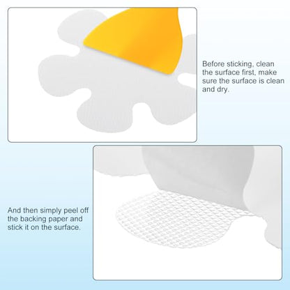 uxcell 20pcs Non-Slip Bathtub Stickers, Anti Slip Shower Stickers Showers Treads Bright Flowers Appliques with Scraper for Bath Tub Shower Stairs, Clear - color: Clear