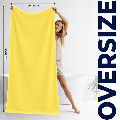 DAN RIVER Pack of 1 Oversized Bath Sheet, 40 x 80 Inches, Yellow | 100% Cotton Jumbo Bath Towel with Extra Large Coverage, Lightweight Feel, Super Soft & Quick Dry - color: Yellow, size: 40x80" Oversized Bath Sheet