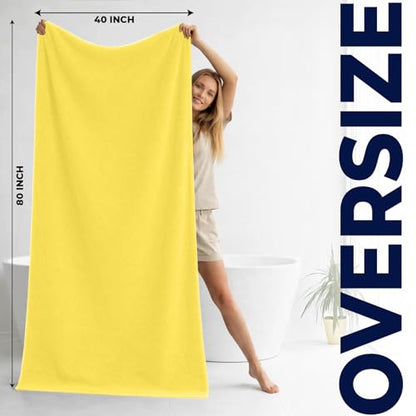 DAN RIVER Pack of 1 Oversized Bath Sheet, 40 x 80 Inches, Yellow | 100% Cotton Jumbo Bath Towel with Extra Large Coverage, Lightweight Feel, Super Soft & Quick Dry - color: Yellow, size: 40x80" Oversized Bath Sheet