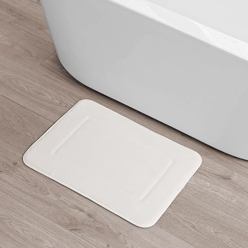 Terry Bath Mat, Memory Foam Bath Rug, Non-Slip, 100% Polyester, Premium Bathroom Decor, Machine Washable, Measures 17 in. x 24 in., White - color: White, size: 1'5" x 2' (Rectangular)