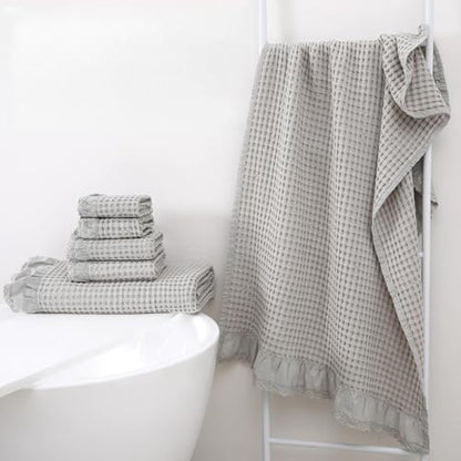 Luxury 100% Cotton Towel Set – 8 Piece Bathroom Towel Set (2 Bath Towels, 2 Hand Towels, 4 Washcloths) – Soft & Absorbent Towels for Bathroom (Grey) - color: Grey