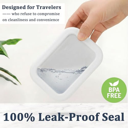 HighHerz Leak Proof Silicone Travel Soap Case with Draining Tray - Bar Soap Holder for Travel, Gym & Camping - Mess-Free Portable Soap Container for Carry-on Bags (White) - color: White