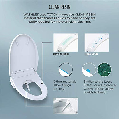 TOTO® WASHLET® C5 Electronic Bidet Toilet Seat with PREMIST and EWATER+ Wand Cleaning, Elongated, Cotton White - SW3084#01 - size: C5 Elongated