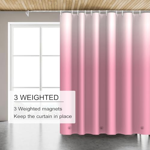 TIKABC Shower Curtain Liner, 4G PEVA Shower Liner, Plastic Waterproof Shower Curtains, with Grommet Holes and 3 Magnetic Weights(Gradient Pink) - color: Gradient Pink