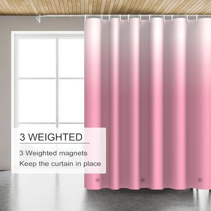 TIKABC Shower Curtain Liner, 4G PEVA Shower Liner, Plastic Waterproof Shower Curtains, with Grommet Holes and 3 Magnetic Weights(Gradient Pink) - color: Gradient Pink