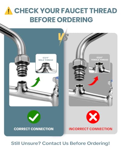 Commercial Faucet Swivel Spout Replacement: iVIGA 18“ Add-on Swing Nozzle - Chrome Polished Spout Replacement For Commercial Kitchen Sink Faucet - 1.8gpm/ 2.2gpm Aerator - G3/4 Internal Thread - size: 18 Inch
