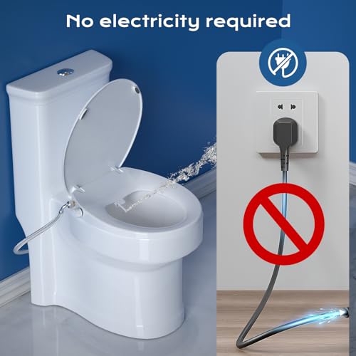 Clirass Round Bidet Toilet Seat with Quiet-Close, Non-Electric Bidet Mode with Dual Nozzles, Fit Round Toilet Seat, Adjustable Water Pressure with Brass inlet (Round)