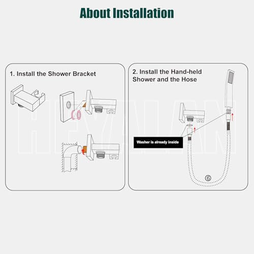 Heyalan Hand-held Shower Head Set-SUS304 Handheld Shower,Polish Chrome | SUS304 stainless steel wand, curved-style design, single rain spray, 59-inch long hose and standard 1/2-inch connection - color: Polish Chrome, style: Curved Style