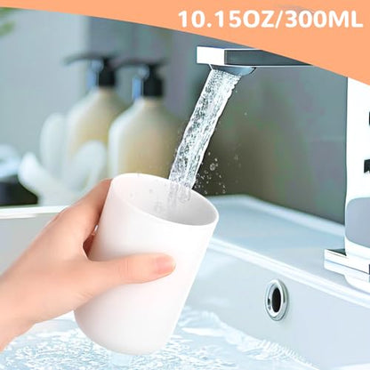 YUXIANLB 2Pcs Bathroom Plastic Tumbler Drink Cup 300ml, Grey, White | Unbreakable, Dishwasher Safe, Plastics Toothbrush Cup Tumbler, Mouthwash Cups, Plastic Easy to Clean, Bathroom Cup