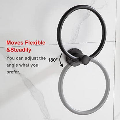 BGL Black Bathroom Towel Holder Black Towel Ring Stainless Steel Towel Ring for Bathroom 2 Pack - color: Matte Black(2 Pack)