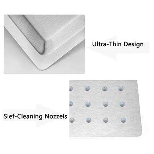 NearMoon Rain Shower Head with 11’’ Adjustable Extension Arm, Large Stainless Steel High Flow Rainfall Square Head, Bath Shower Waterfall Full Body Coverage (12 Inch, Brushed Nickel) - color: Brushed Nickel, size: 12 Inch