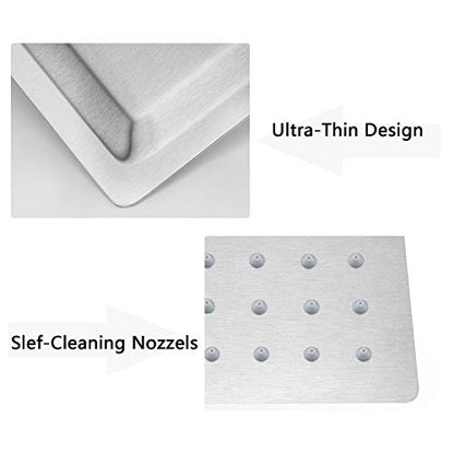 NearMoon Rain Shower Head with 11’’ Adjustable Extension Arm, Large Stainless Steel High Flow Rainfall Square Head, Bath Shower Waterfall Full Body Coverage (12 Inch, Brushed Nickel) - color: Brushed Nickel, size: 12 Inch