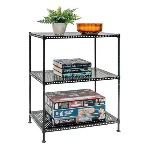 Shelving Inc. 12" d x 24" w x 28" h 3-Tier Perforated Metal Shelving, Everyday Shelving, Weight Capacity 110 lbs Per Shelf - size: 12" d x 24" w x 28" h