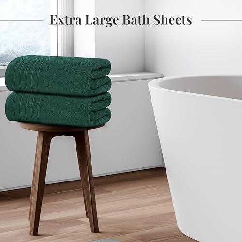 2 Piece Extra Large Bath Sheets 35 x 70 Inches, Hunter Green | 100% Cotton, Larger & Lighter Weight, Quicker to Dry, Super Soft & Absorbent, Oversized Bath Towels - color: Hunter Green