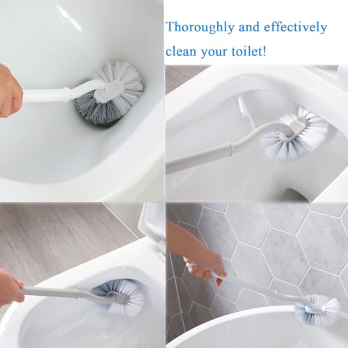 2 Pack Curved Toilet Bowl Brush Without Holder for Bathroom, Compact Toilet Brush Durable Under The Rim Household Deep Cleaning Brushes (Gray Toilet Brush Without Holder) - color: Gray Toilet Brush Without Holder