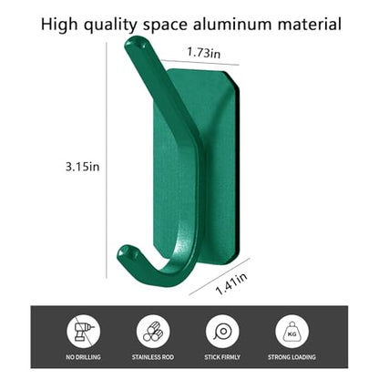 Paoli Heavy Duty Adhesive Wall Hooks, 30 lb Max Load Waterproof Hooks for Bathroom Towels Coats Bags, No Drill Damage-Free for Renters Apartment Dorm, Matte Emerald, 4 Pack - color: Emerald