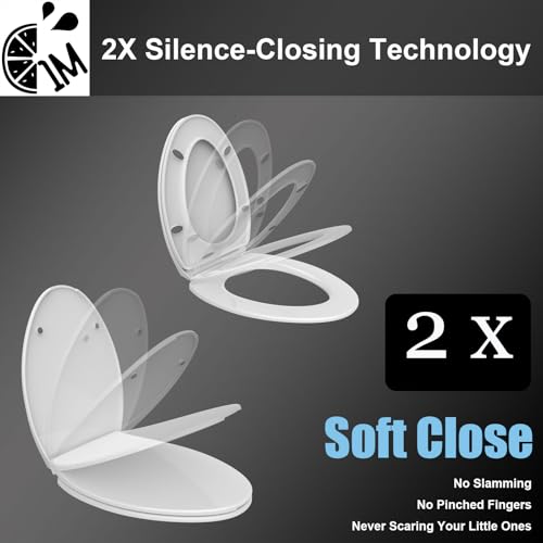 1M Family Toilet Seat, Patented Slow Close & Quick Releasing Technology, Anti-Wiggling, Easy to Install and Clean, Standard Elongated with Adult Seat Only (2 Pieces) - style: Elongated with Adult Seat Only