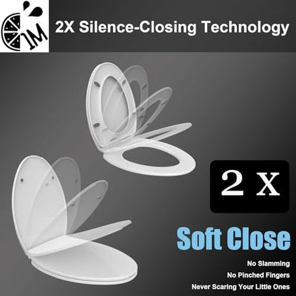 1M Family Toilet Seat, Patented Slow Close & Quick Releasing Technology, Anti-Wiggling, Easy to Install and Clean, Standard Elongated with Adult Seat Only (2 Pieces) - style: Elongated with Adult Seat Only