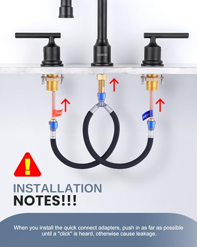 WOWOW Quick Connect Hose Hot and Cold Supply Hoses for Bathroom Faucet - size: 12 Inch