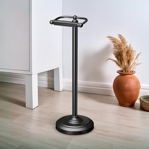 Gatco 1436MX Toilet Paper Holder Stand, Weighted Base, Matte Black, Freestanding Bathroom Floor Stand, 22 Inch - color: Matte Black