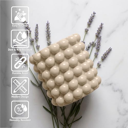 Better Trends 2-Piece Bathroom Accessory Set 400mL Refillable Soap Dispenser with Rustproof Pump 2-Slot Toothbrush for Vanity, Sink & Countertop Organization Sand Nova Collection - color: Sand