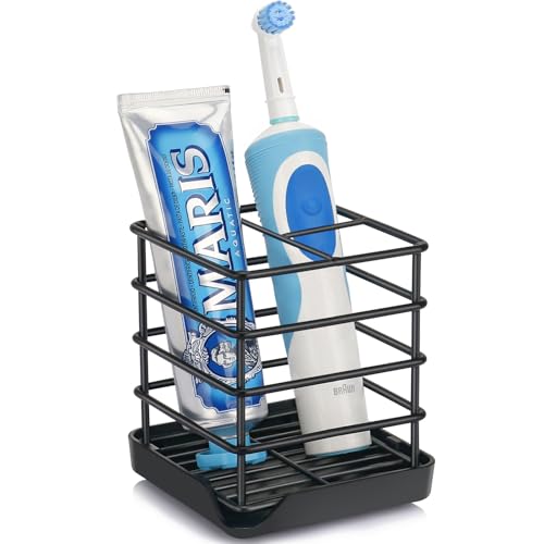 Toothbrush Holders for Bathroom,Black,Stainless Steel,Detachable,Tray,3 Slot - size: Small