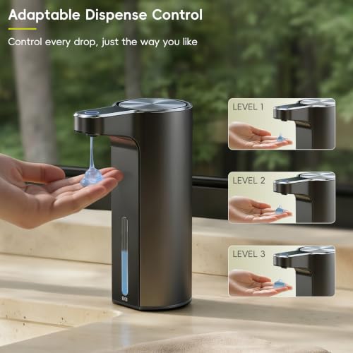 EKO Aroma Touchless Automatic Soap Dispenser for Bathroom and Kitchen, Liquid Hand Soap Dispenser, Water-Resistant and Rechargeable, 9 fl oz (Dark Grey) - color: Dark Grey, size: 9 oz (Standard Rechargeable)
