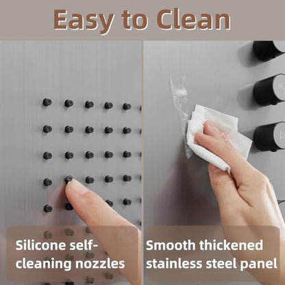 Shower Panel Tower System, Brushed Nickel | Stainless Steel, Multifunction Shower Tower System, Bathroom Rainfall Shower Head Hand Shower and Large Area Body Spray - color: Brushed Nickel, style: 3 IN 1 Shower Panel